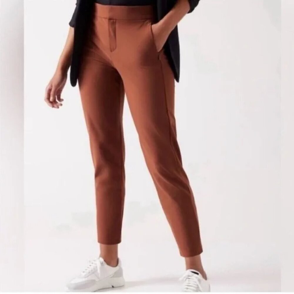 Athleta Stellar Skinny Trouser Pants Size 8 Orange Ancient Mahogany Work Office